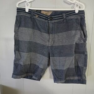 Volcom Chino Shorts Mens 33 Blue Striped Casual Skate Surf 4368